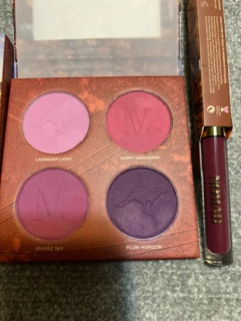 NWT Nomad Cosmetics Outback Adventure 4-Pan Blush Palette & Liquid Lipstick